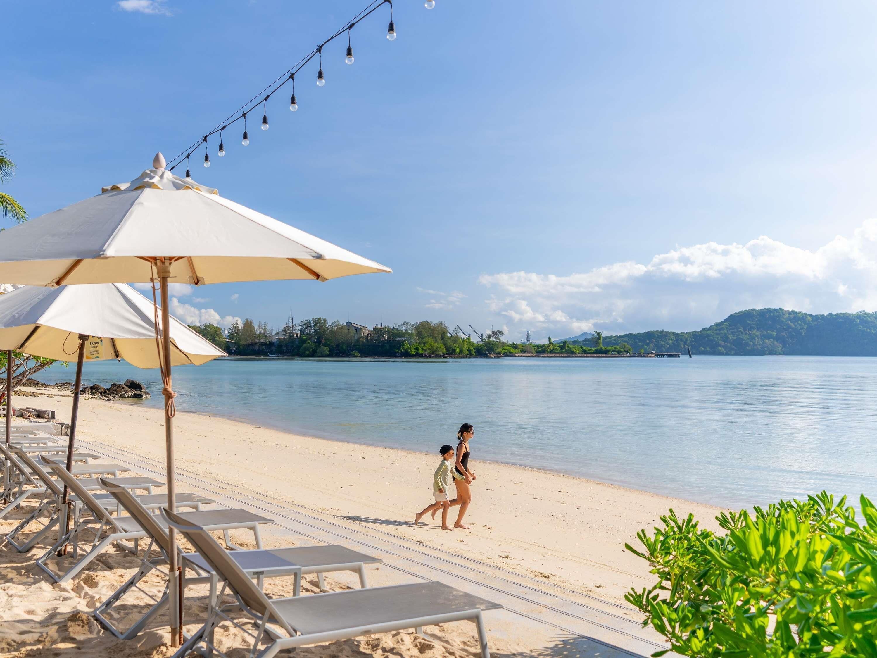 On the beach, free beach cabanas, sun-loungers, beach umbrellas