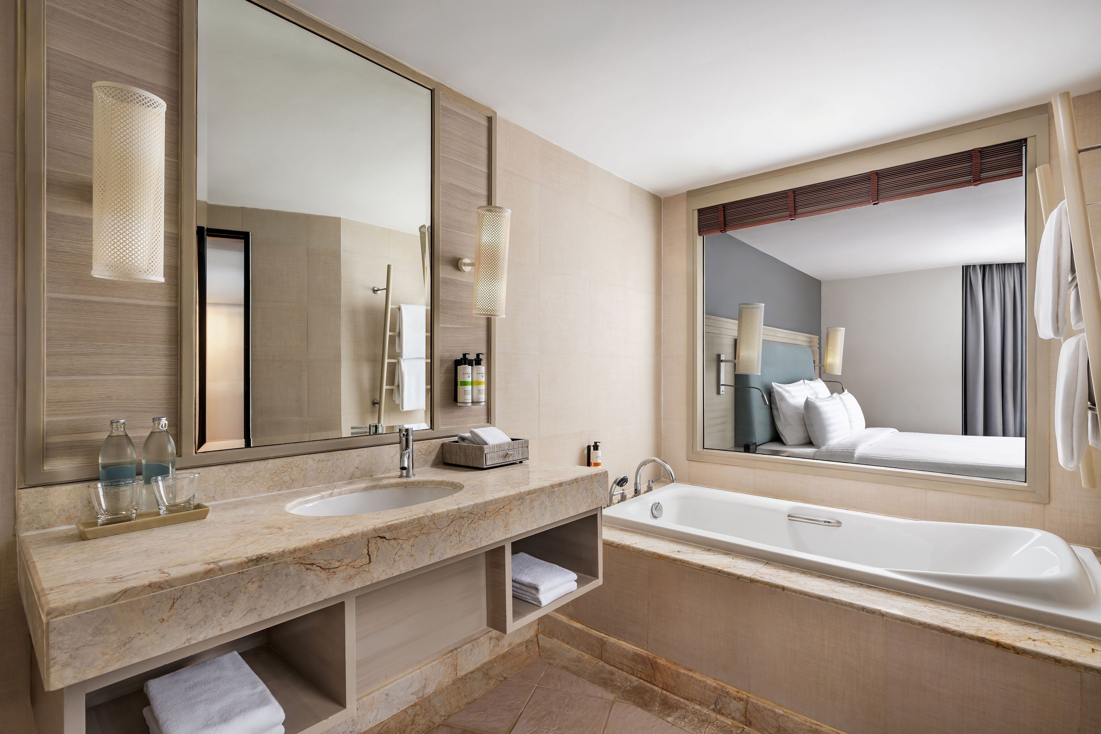 junior suite, 1 bedroom, sea view | bathroom | separate bathtub and shower, deep-soaking bathtub