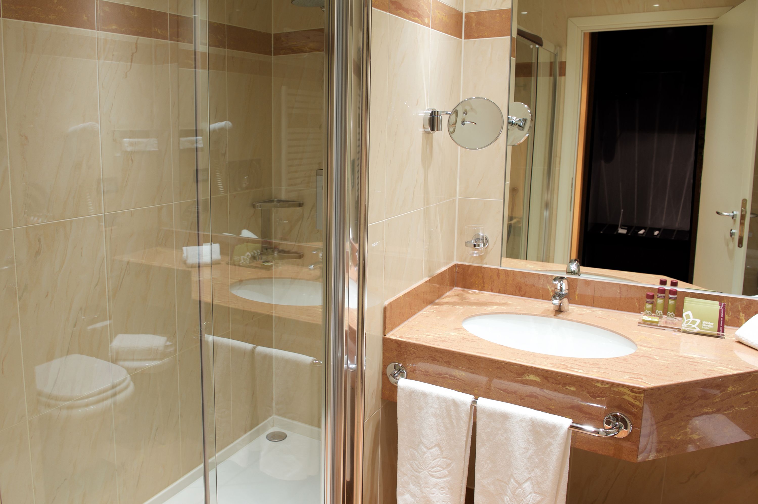 free toiletries, hair dryer, towels, soap