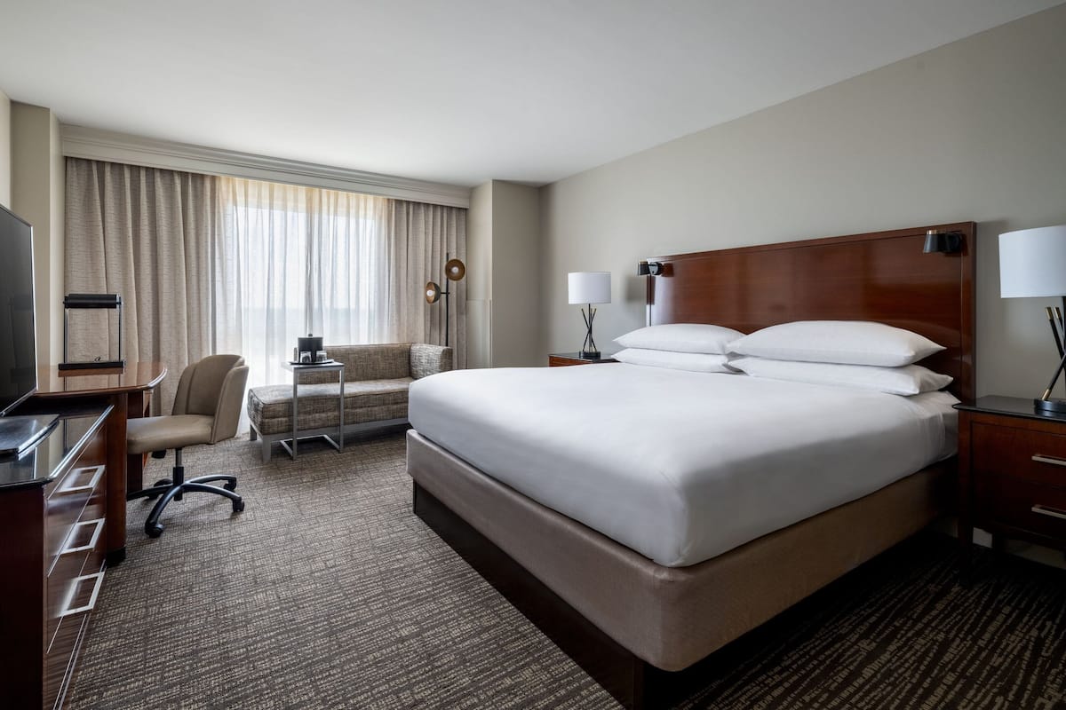 Premium bedding, Select Comfort beds, desk, blackout drapes