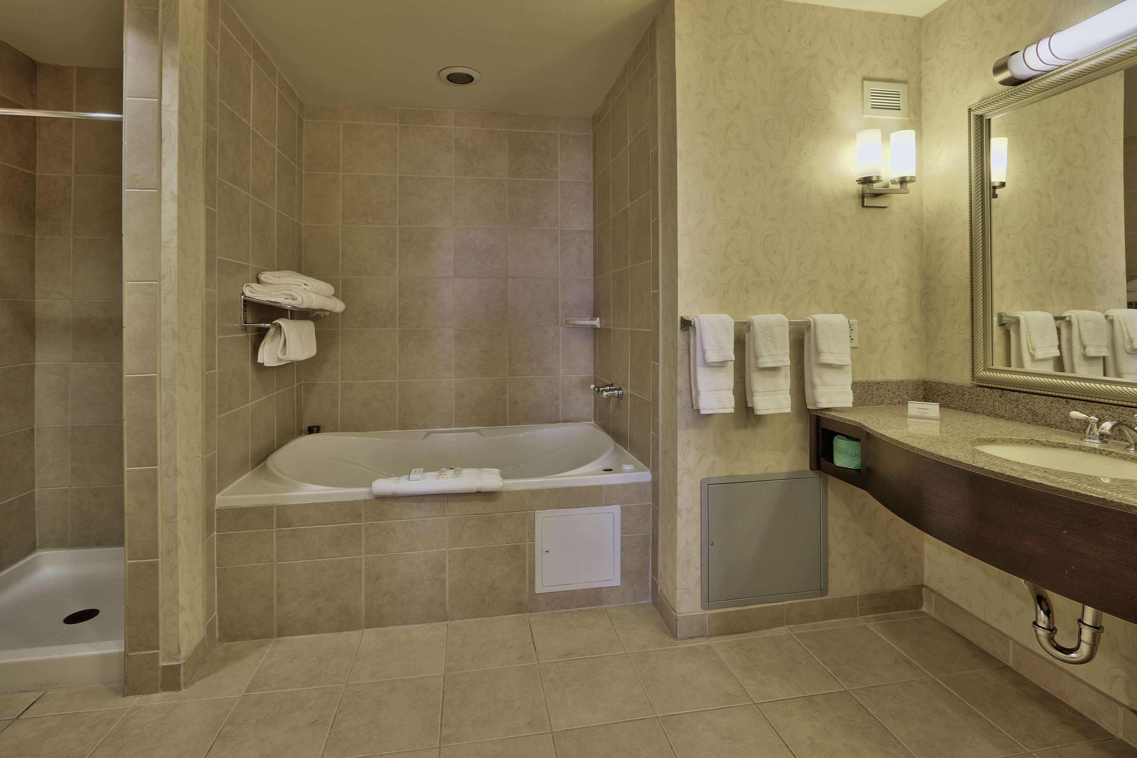 suite, 1 king bed, accessible | bathroom | designer toiletries, hair dryer, towels