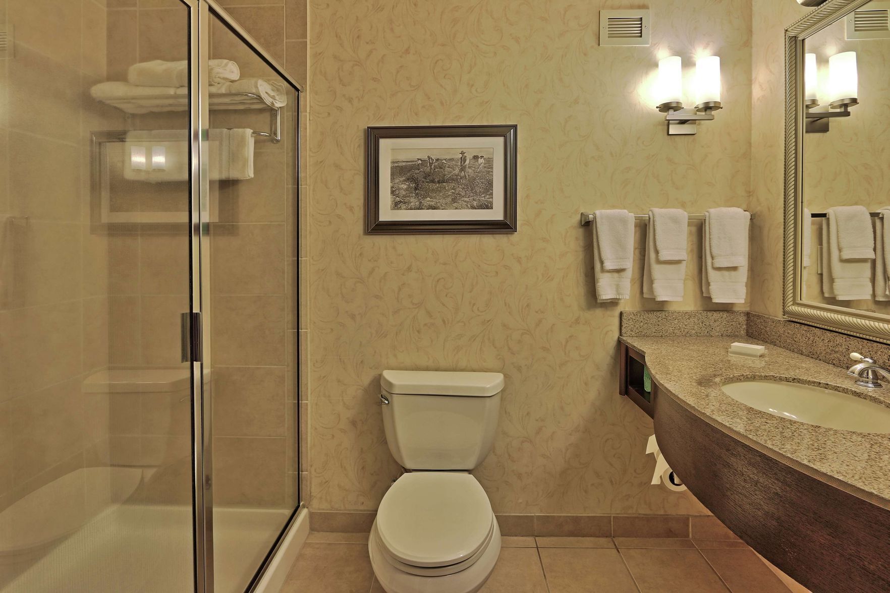 Bathroom | Designer toiletries, hair dryer, towels