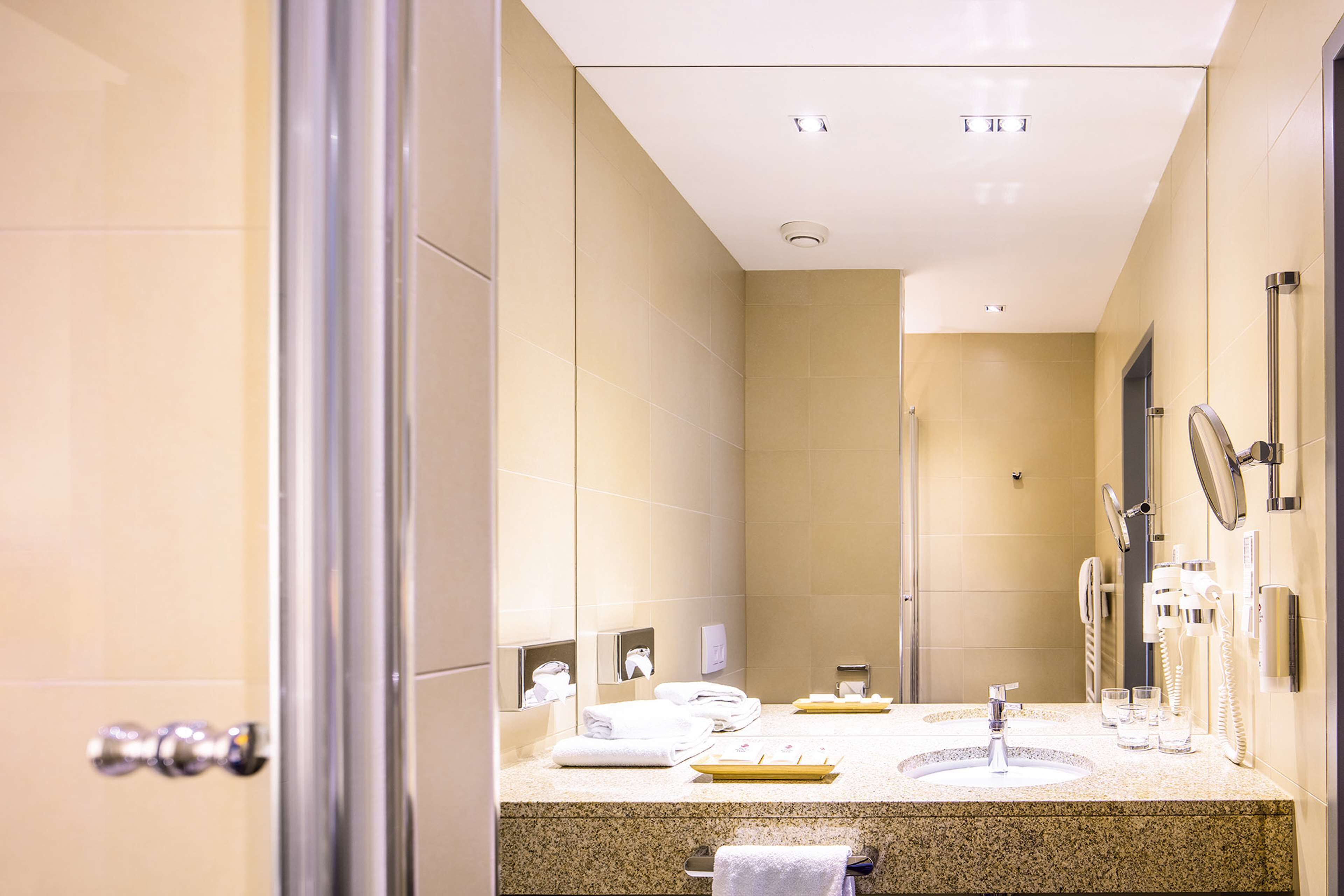 standard room | bathroom | shower, hair dryer, towels