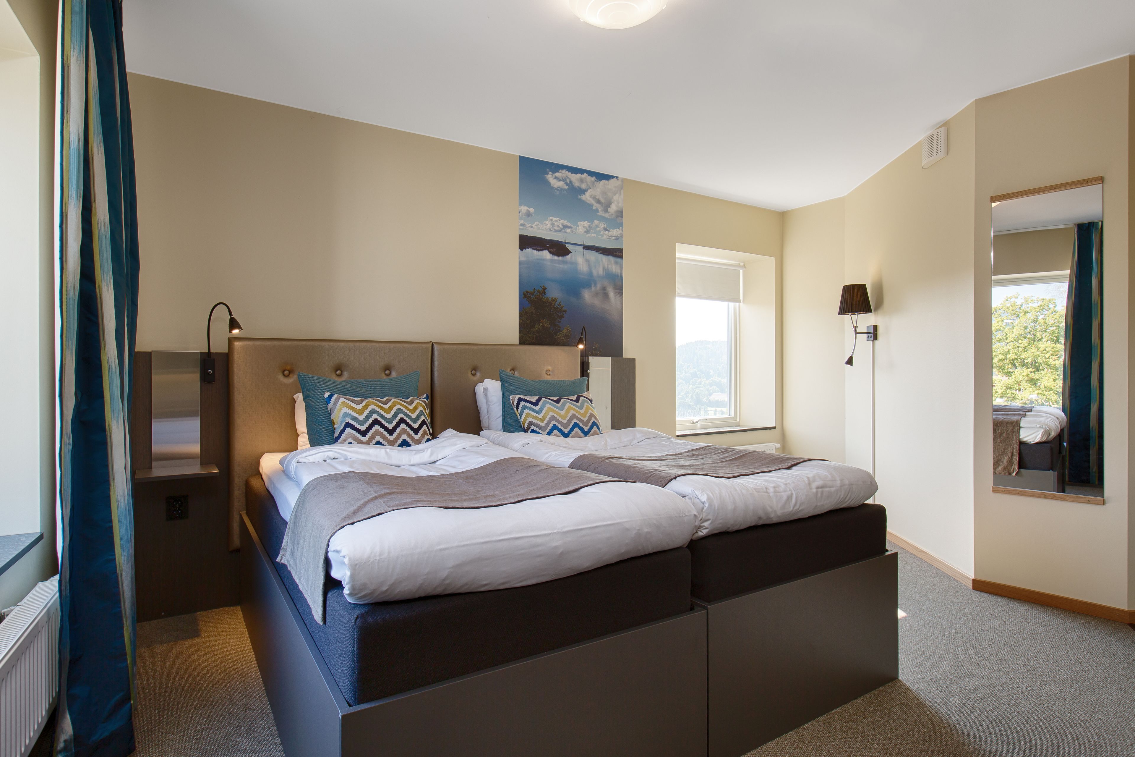 blackout curtains, iron/ironing board, free wifi, bed sheets