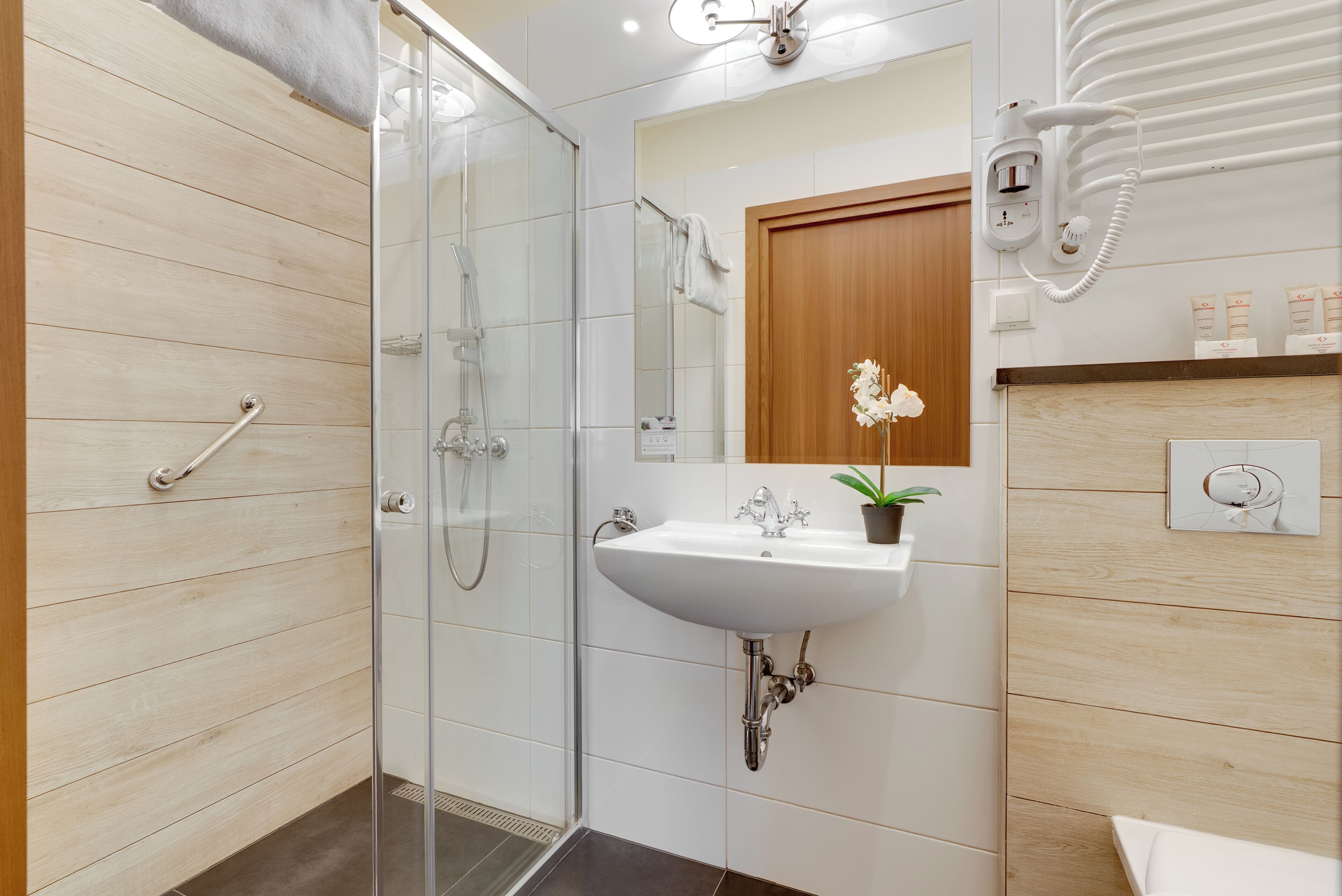 executive double room | bathroom | shower, free toiletries, hair dryer, towels