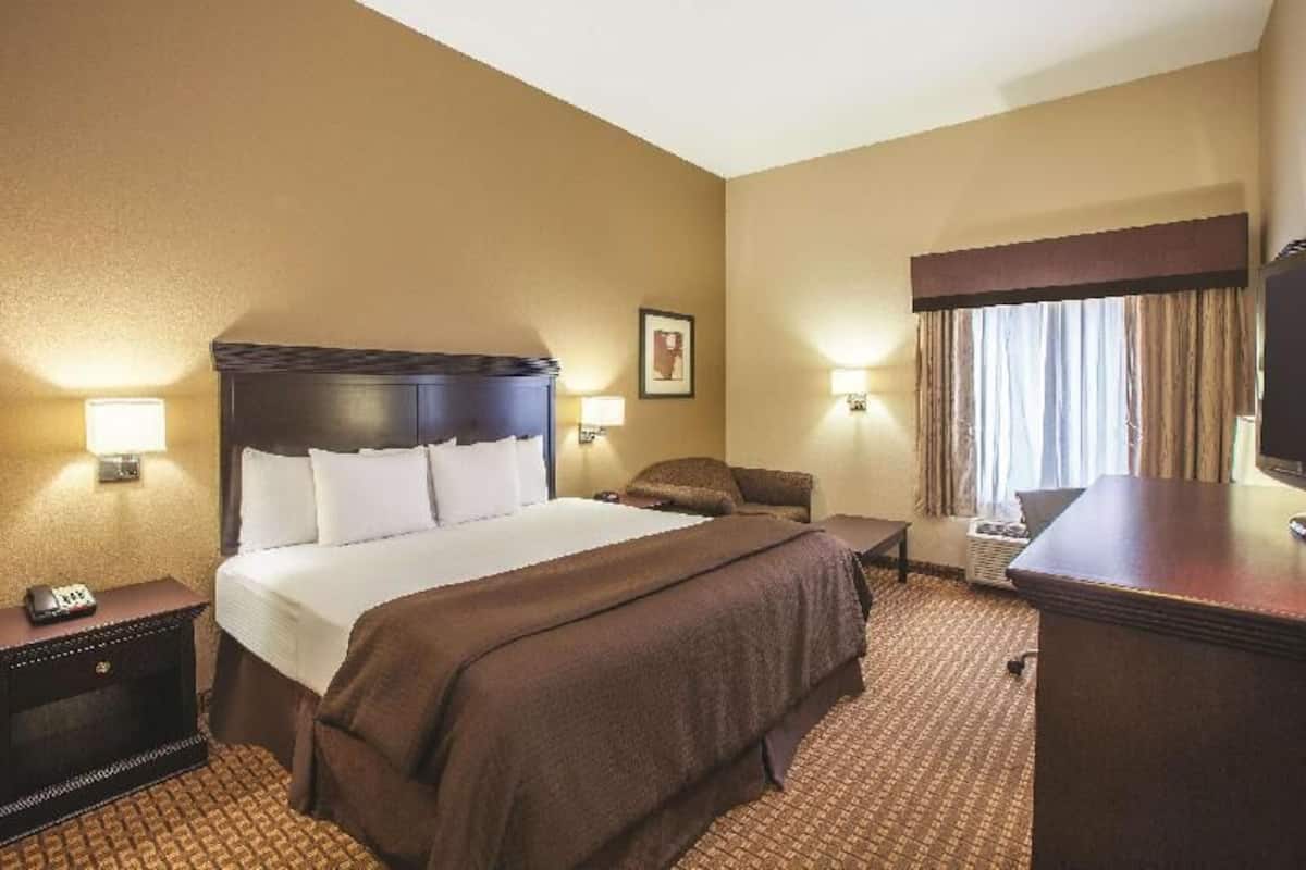 Premium bedding, pillow-top beds, desk, laptop workspace