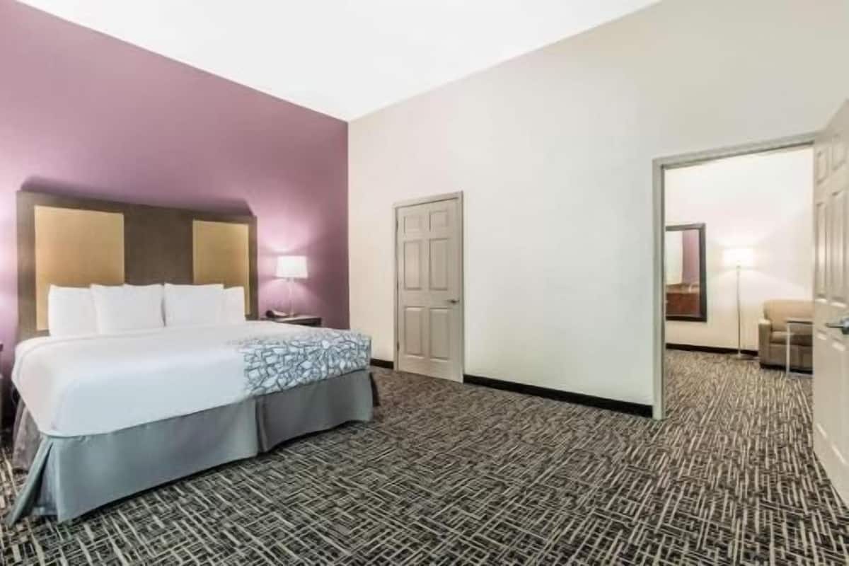 Premium bedding, pillow-top beds, desk, laptop workspace