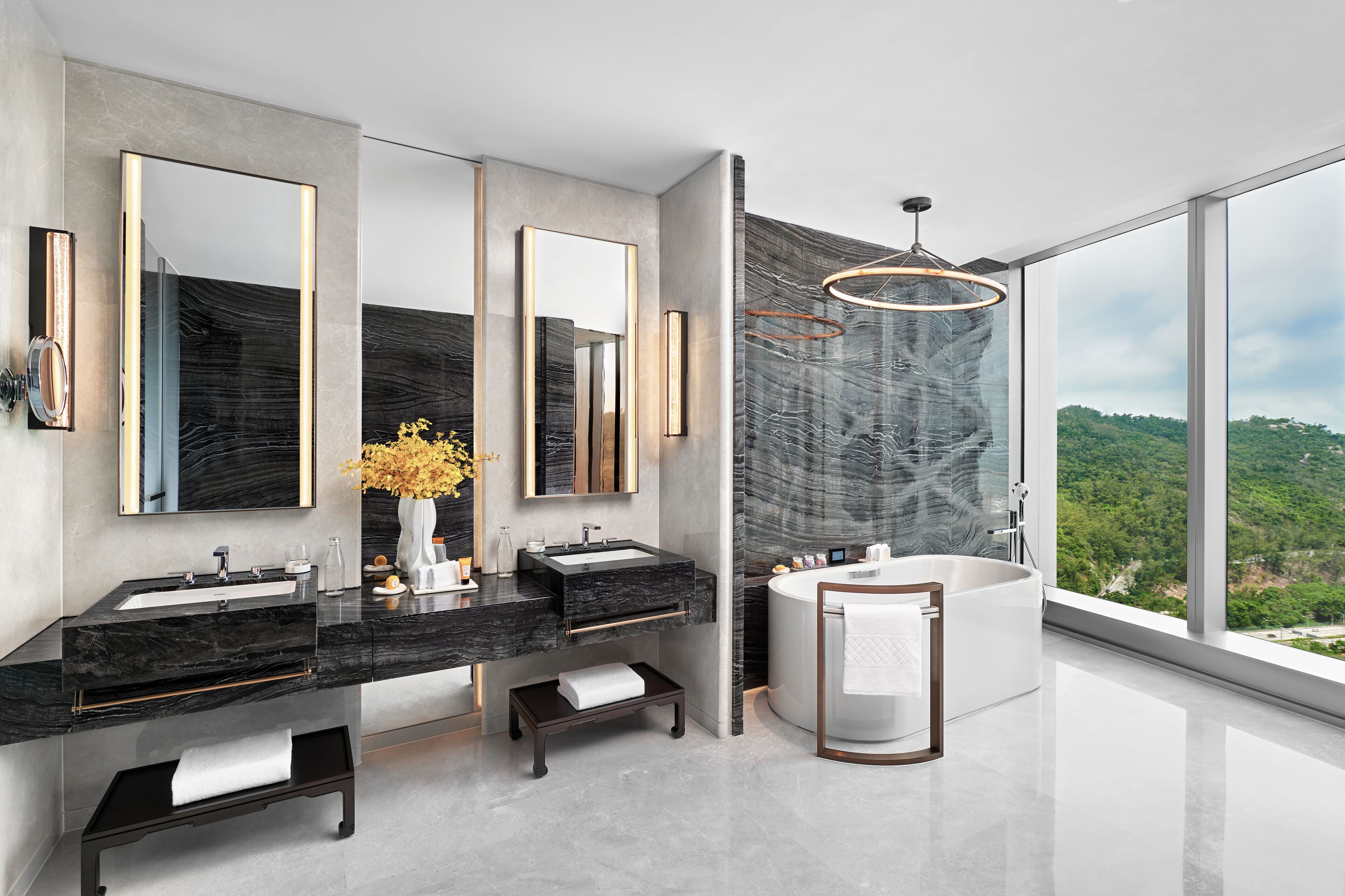 nüwa villa | bathroom | separate bathtub and shower, free toiletries, hair dryer, bathrobes