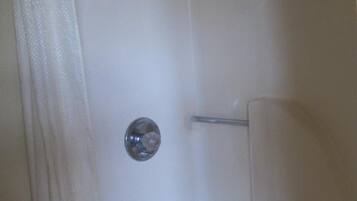 Combined shower/tub, hair dryer