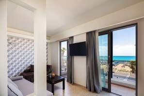 Junior Suite, Sea View | Living area | 24-inch flat-screen TV with satellite channels, TV - Steris Elegant Beach Hotel  (Rethymno)
