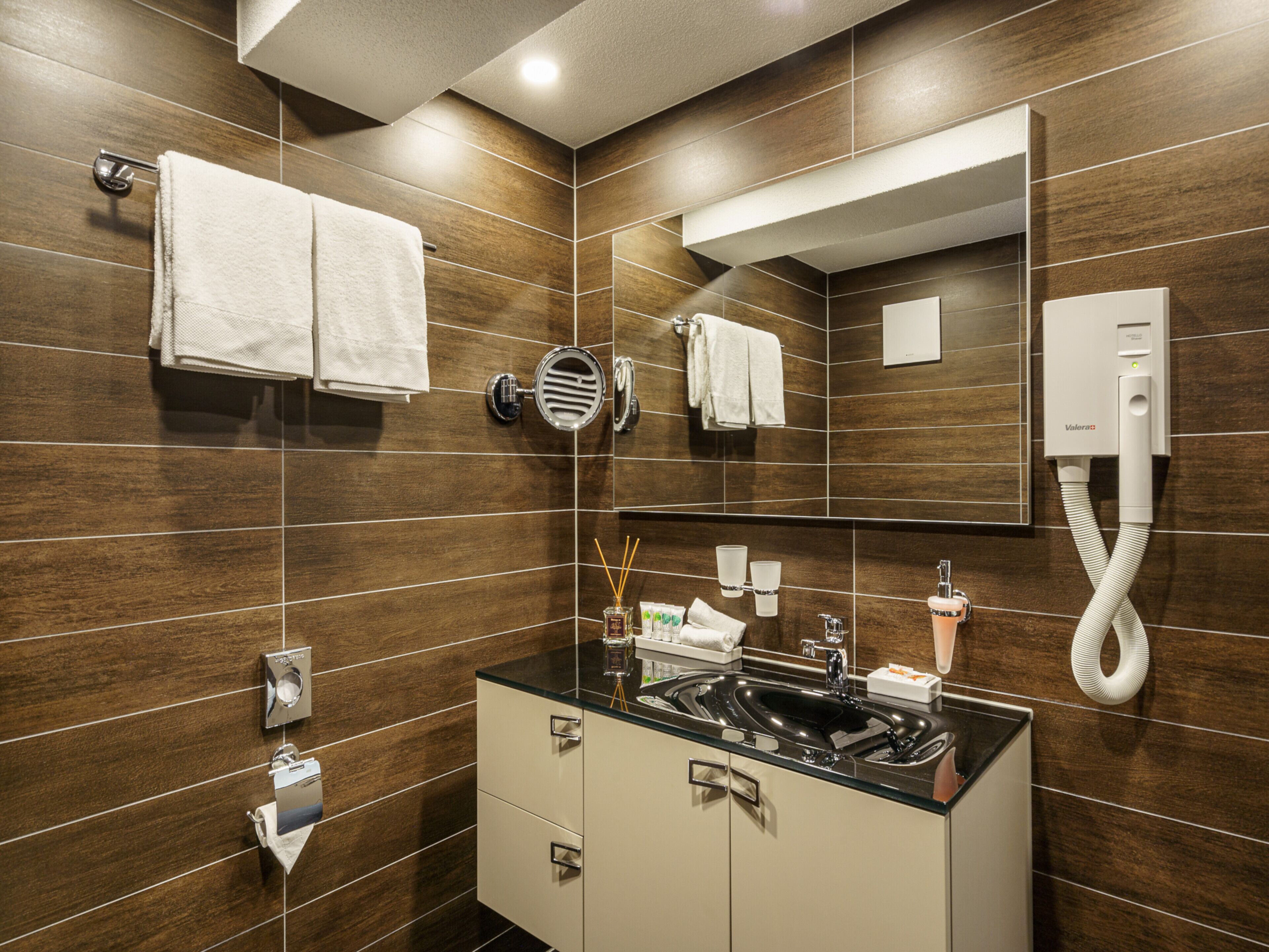 shower, rainfall showerhead, free toiletries, hair dryer