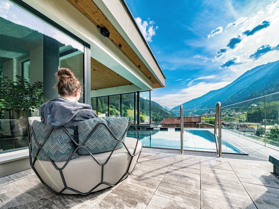 Outdoor pool, pool umbrellas, pool loungers