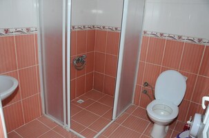 Ducha, cabezal de ducha tipo lluvia, secador de pelo, toallas