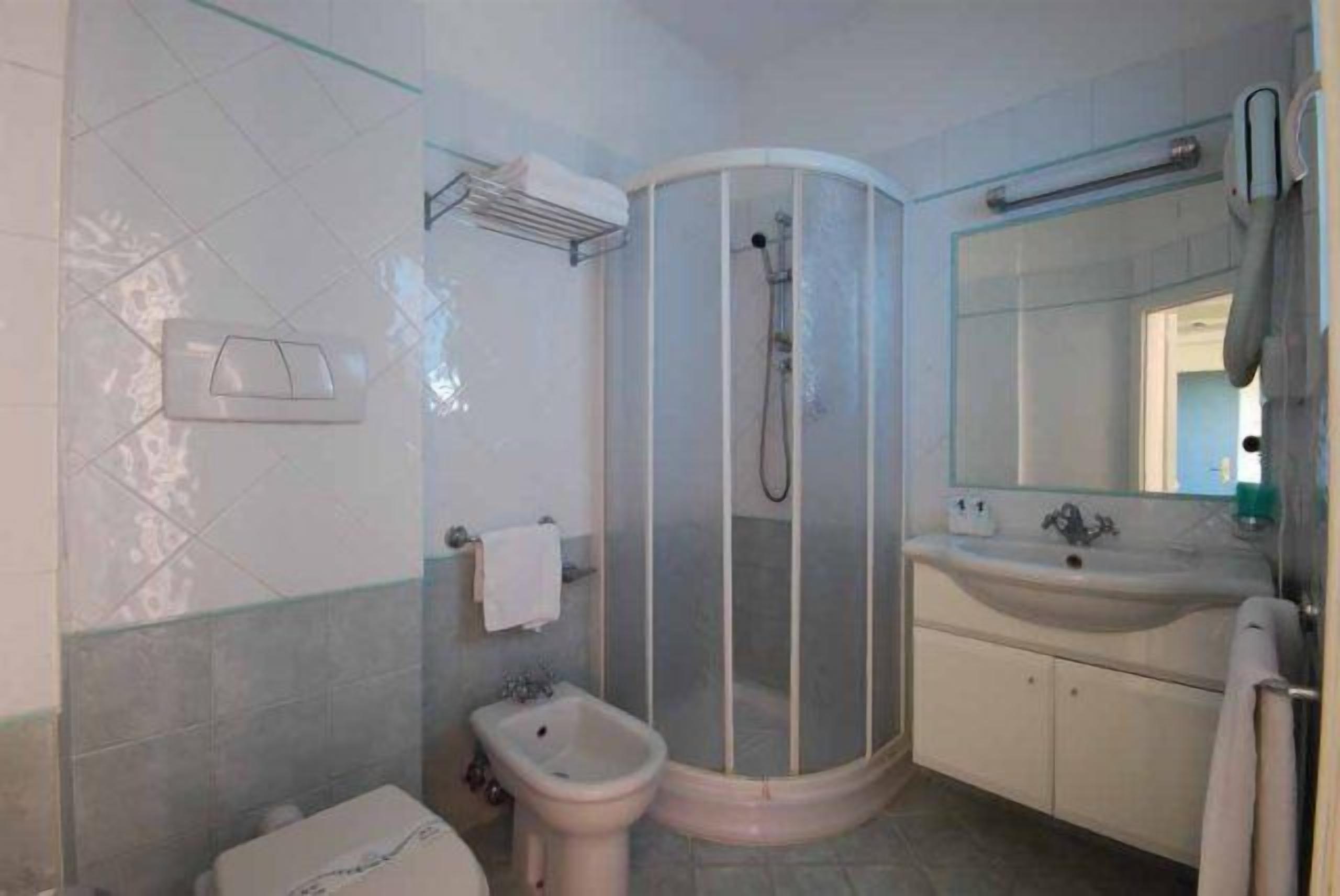 shower, free toiletries, hair dryer, bidet
