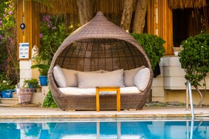 Outdoor pool, open 8:00 AM to 7:30 PM, pool umbrellas, sun loungers