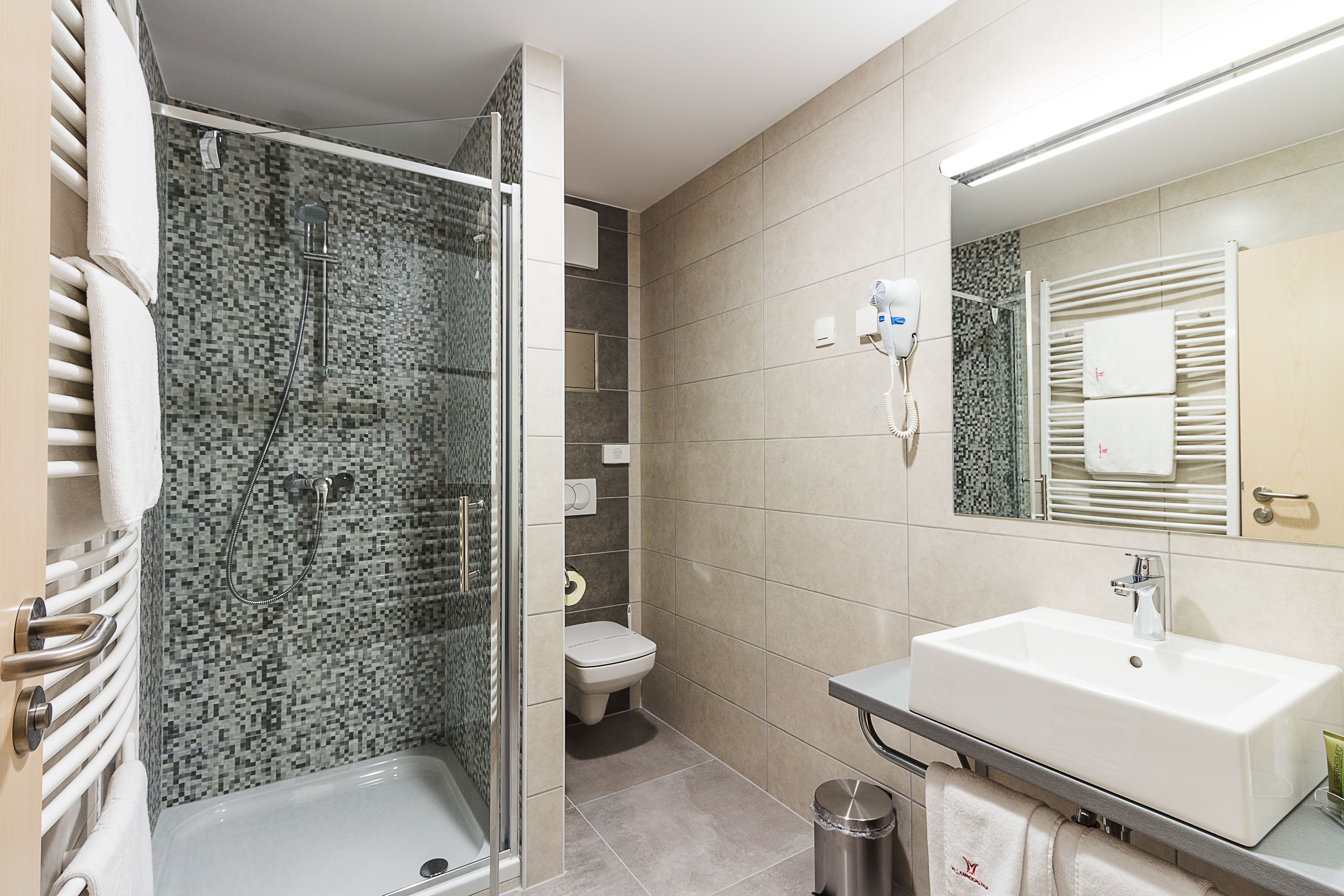 spa premium room | bathroom | shower, hair dryer, bathrobes, slippers