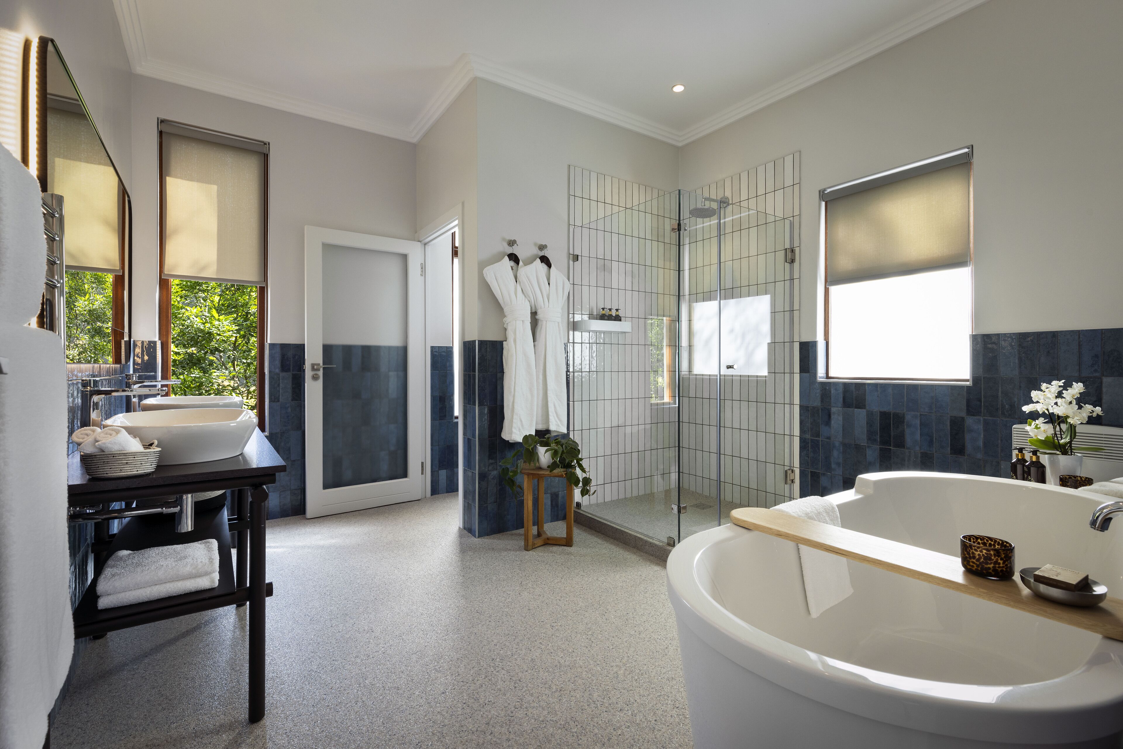 peech suite | bathroom | separate bathtub and shower, rainfall showerhead, designer toiletries