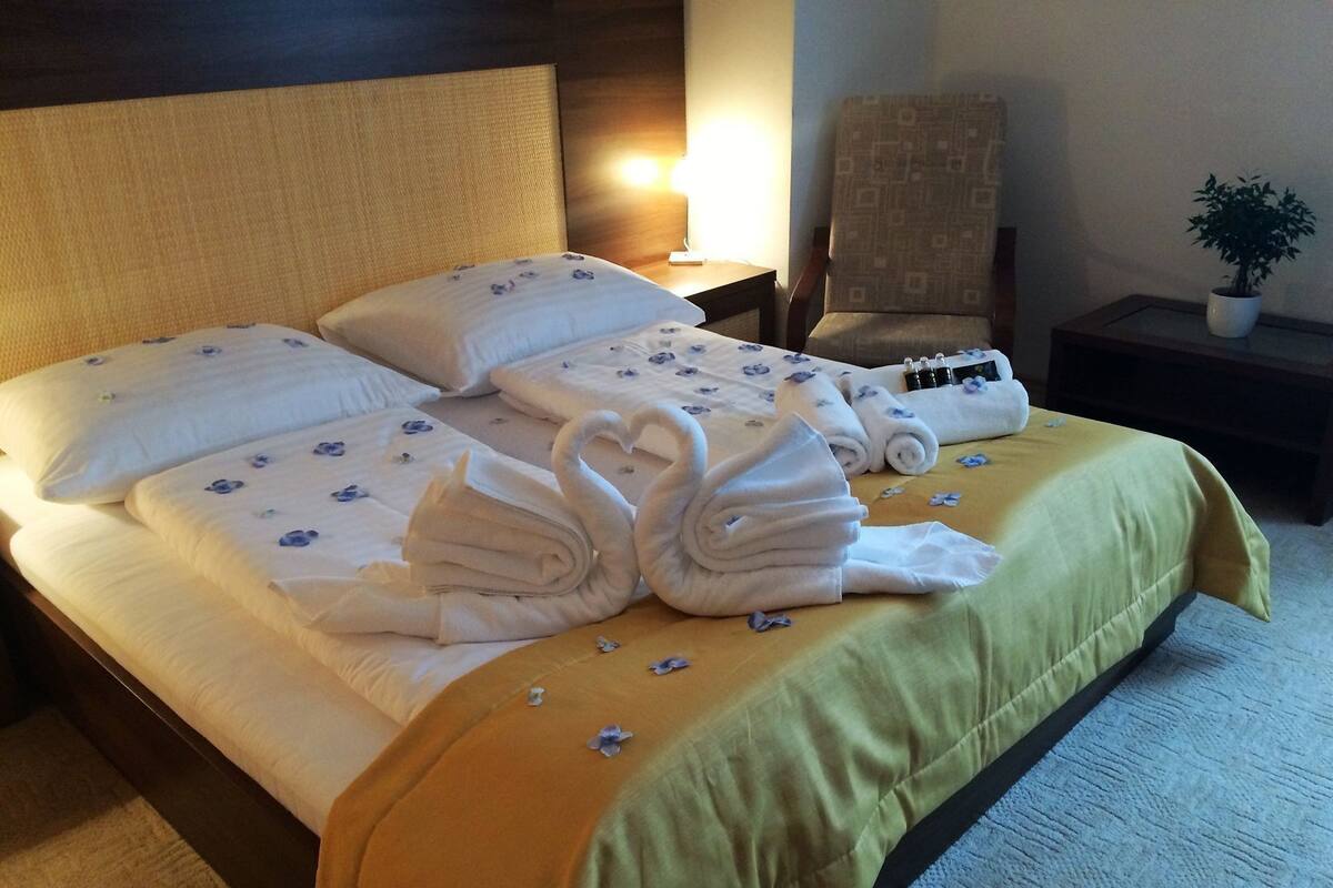 Hypo-allergenic bedding, minibar, desk, soundproofing