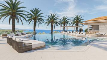 Indoor pool, 2 outdoor pools, pool umbrellas, sun loungers