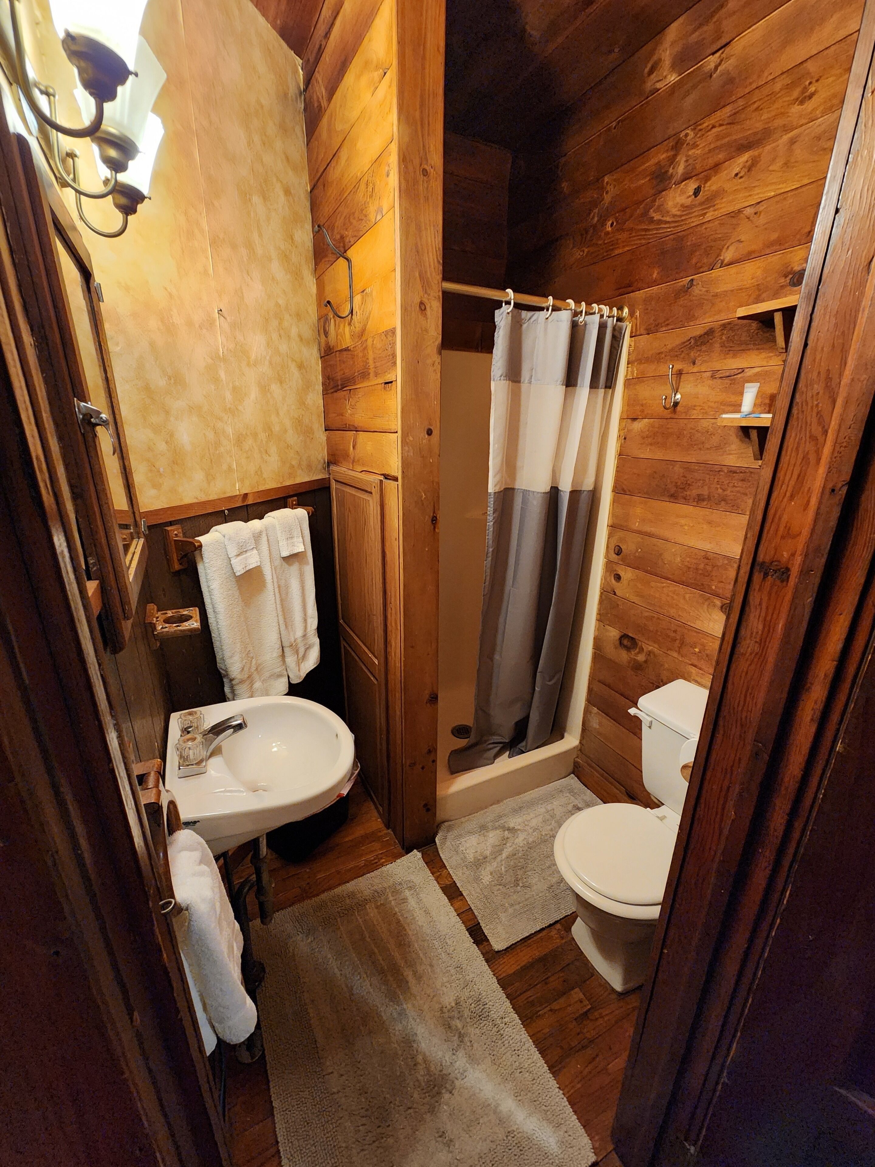 Standard Room, 2 Queen Beds | Bathroom | Combined shower/tub, hair dryer (on request), towels, soap