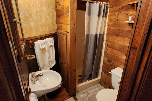 Standard Room, 2 Queen Beds | Bathroom | Combined shower/tub, hair dryer (on request), towels, soap