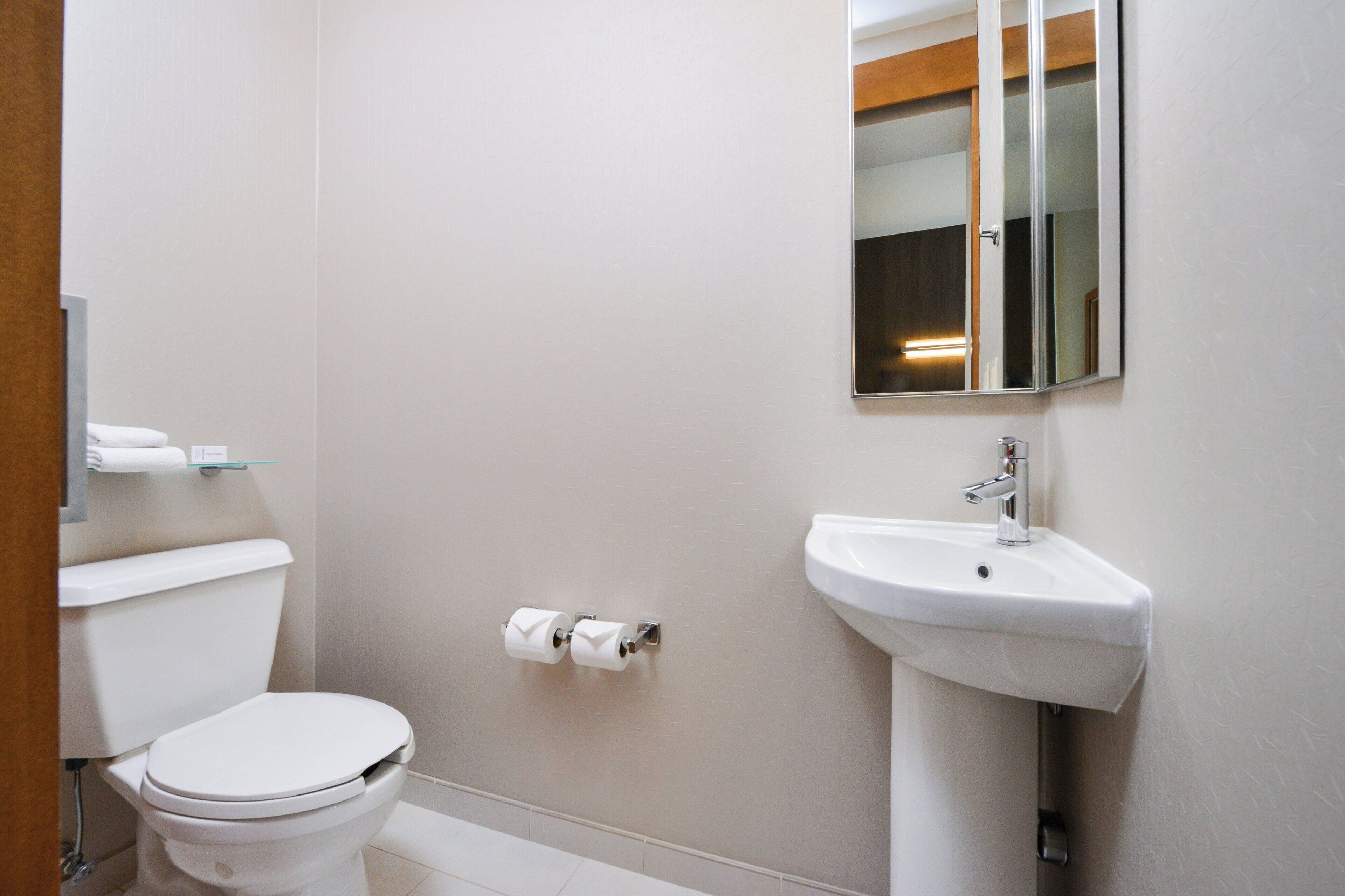 free toiletries, hair dryer, towels