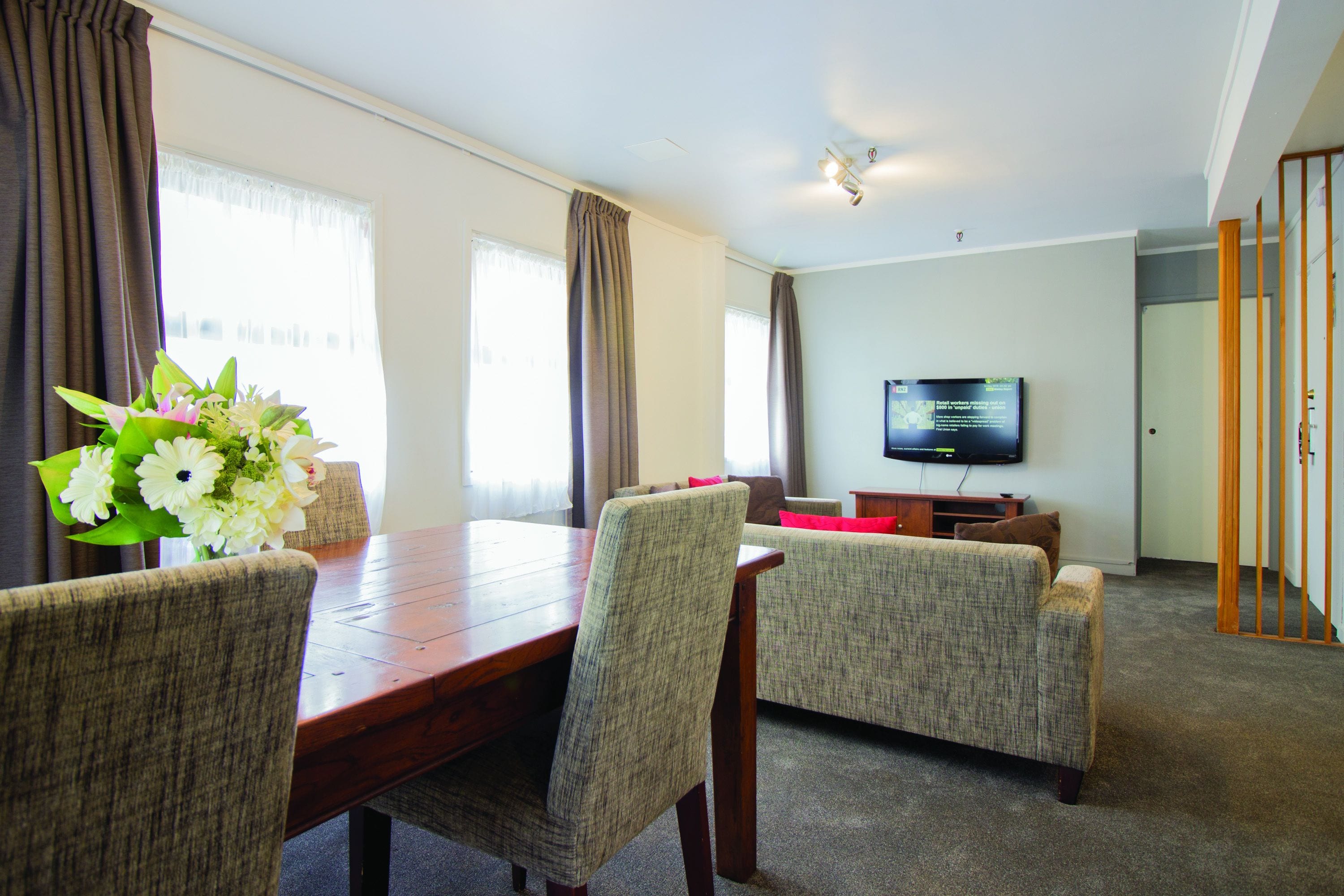 premium apartment | in-room safe, desk, laptop workspace, blackout curtains