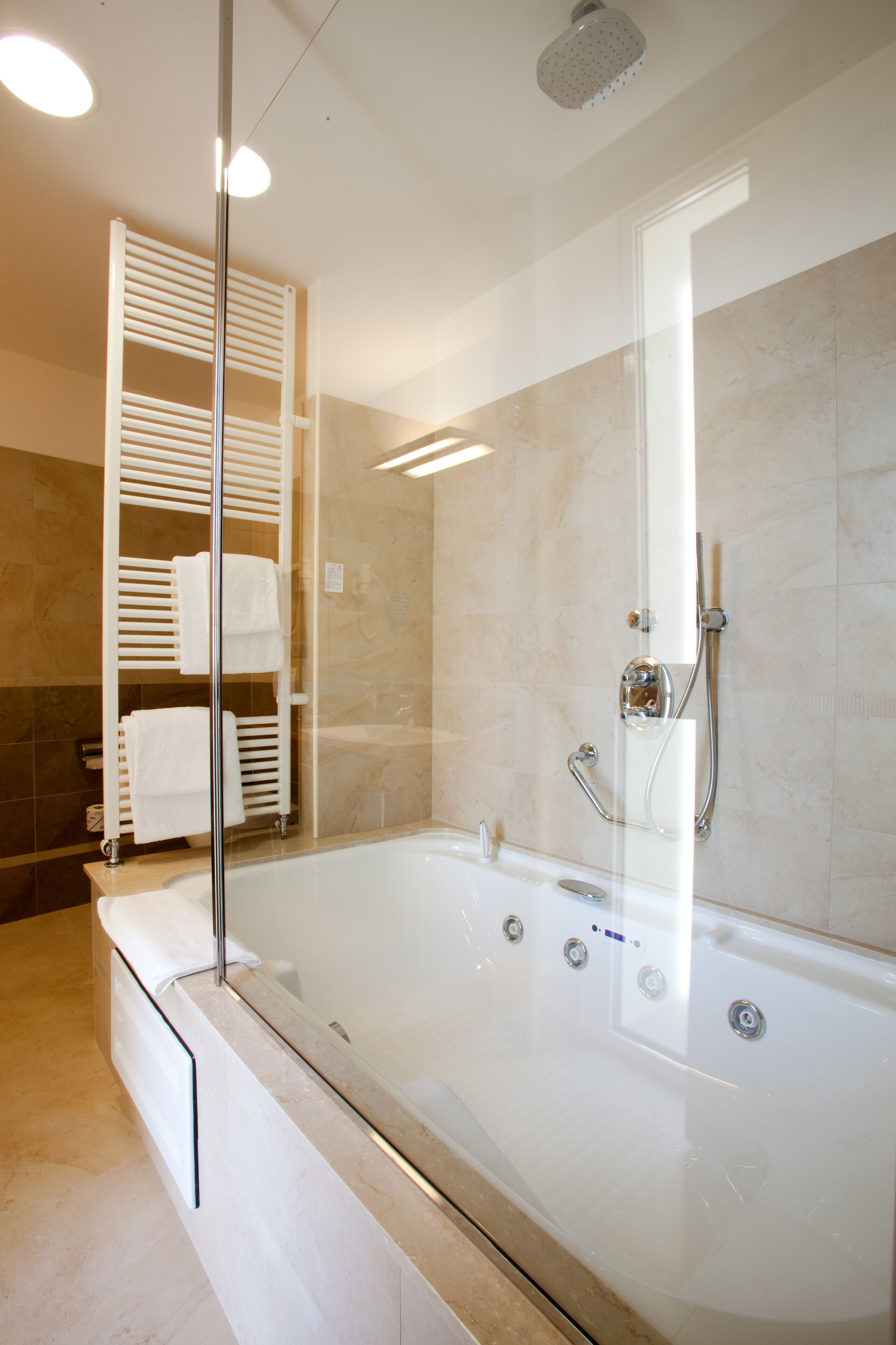 free toiletries, hair dryer, bidet, towels