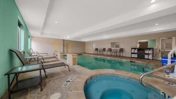 Indoor pool, open 9:00 AM to 11:00 PM, sun loungers