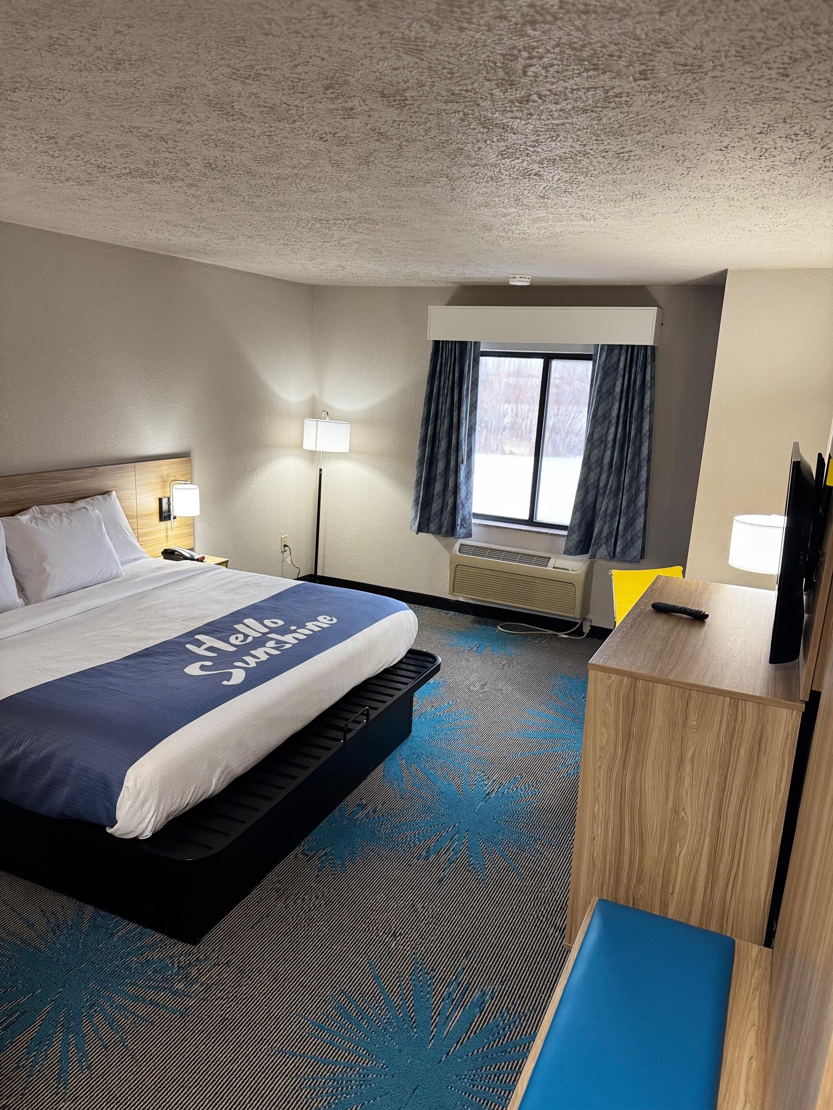 In-room safe, desk, laptop workspace, blackout curtains