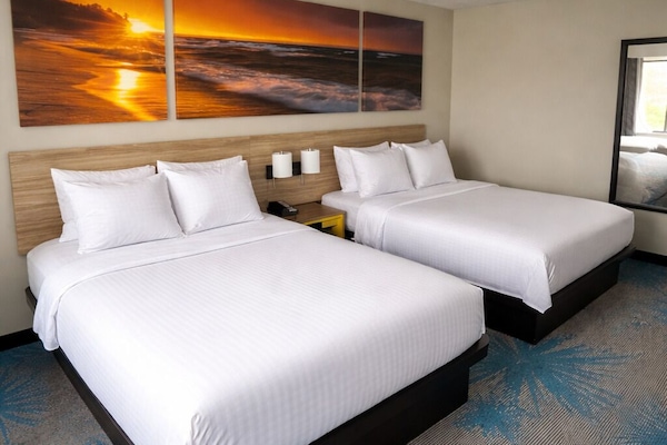 Room, 2 Queen Beds, Non Smoking | In-room safe, desk, laptop workspace, blackout drapes