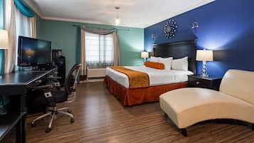 In-room safe, desk, laptop workspace, blackout drapes