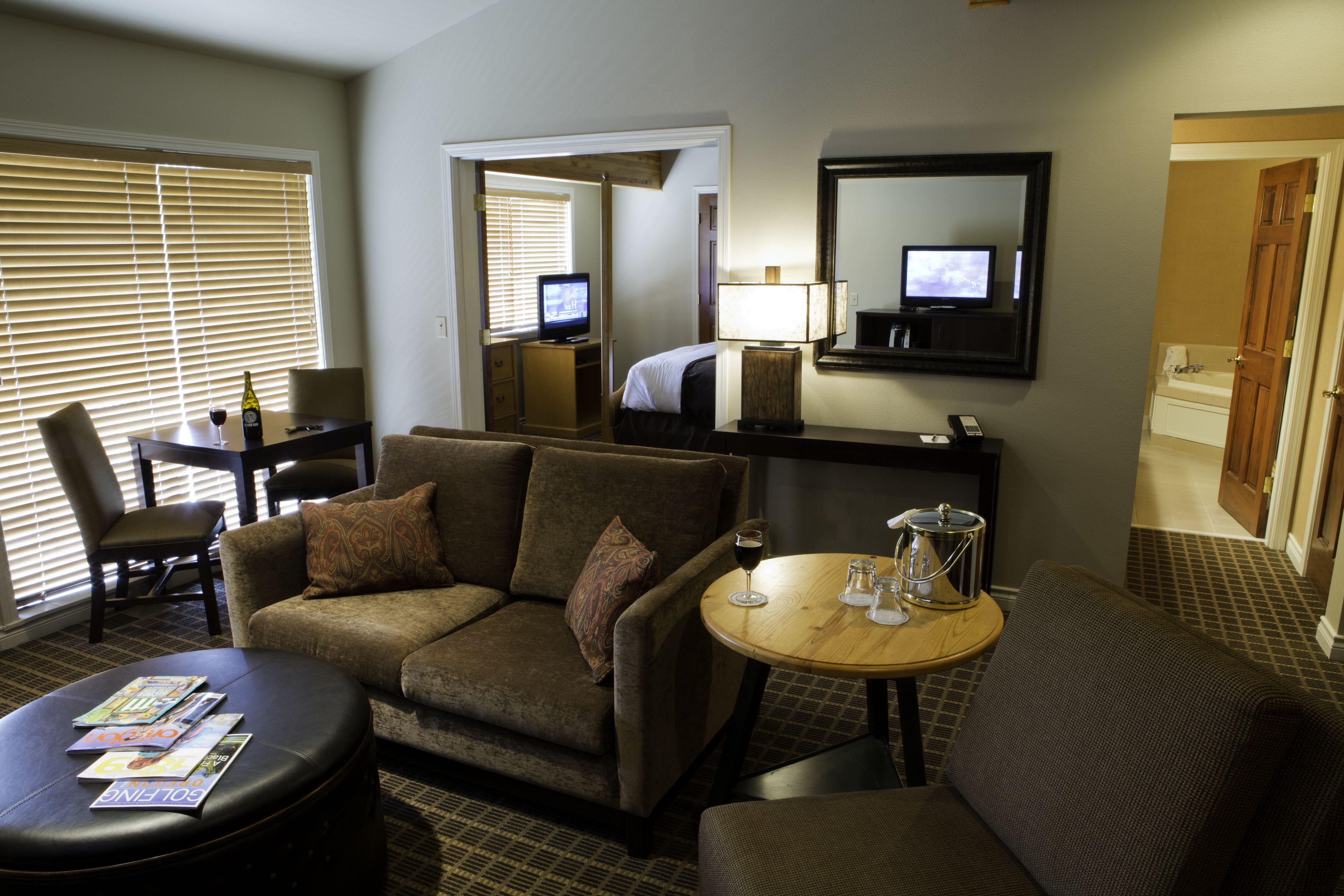 36-inch flat-screen tv with cable channels, tv, fireplace