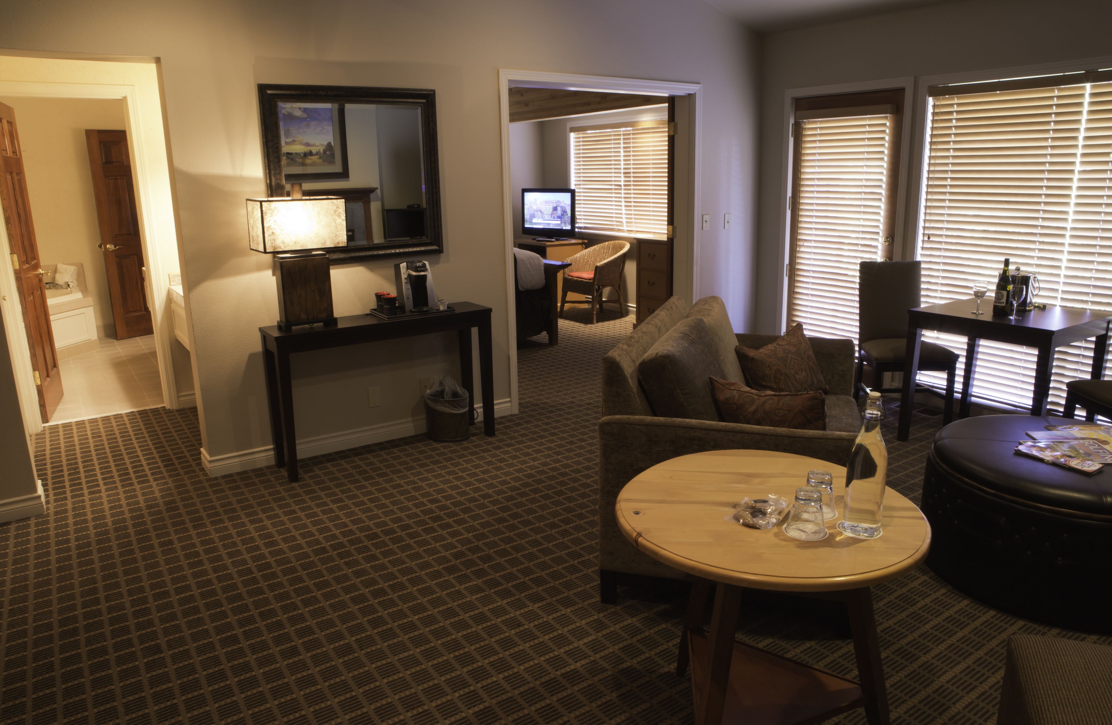 36-inch flat-screen tv with cable channels, tv, fireplace