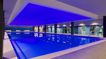 Indoor pool, 2 outdoor pools, open 8 AM to 9 PM, pool umbrellas