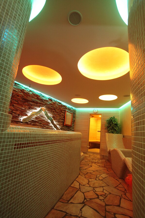 Hot tub, steam room, hydrotherapy, hot stone massages, sports massages