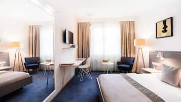 Minibar, in-room safe, desk, laptop workspace