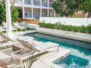 Outdoor pool, pool loungers