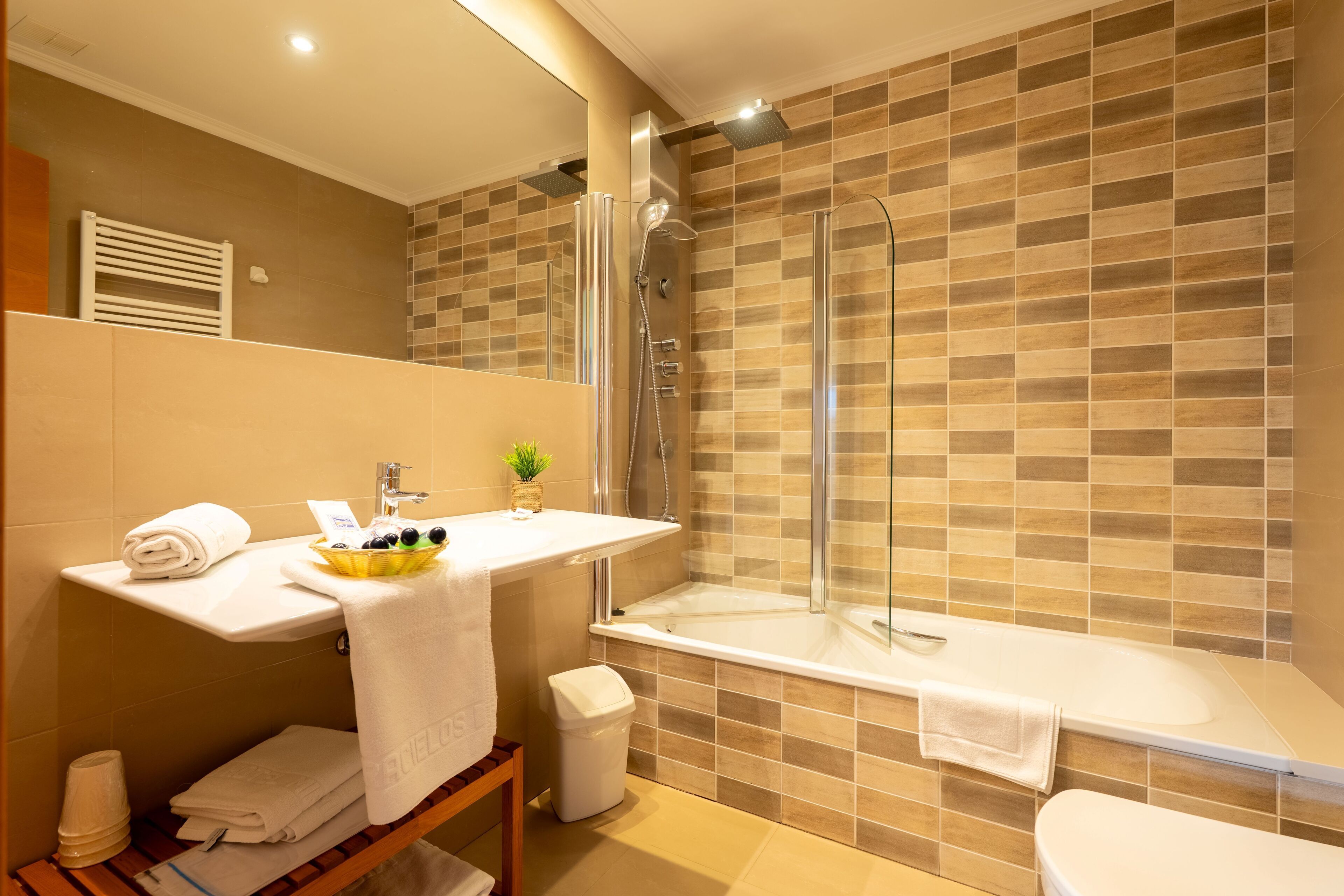 free toiletries, hair dryer, towels