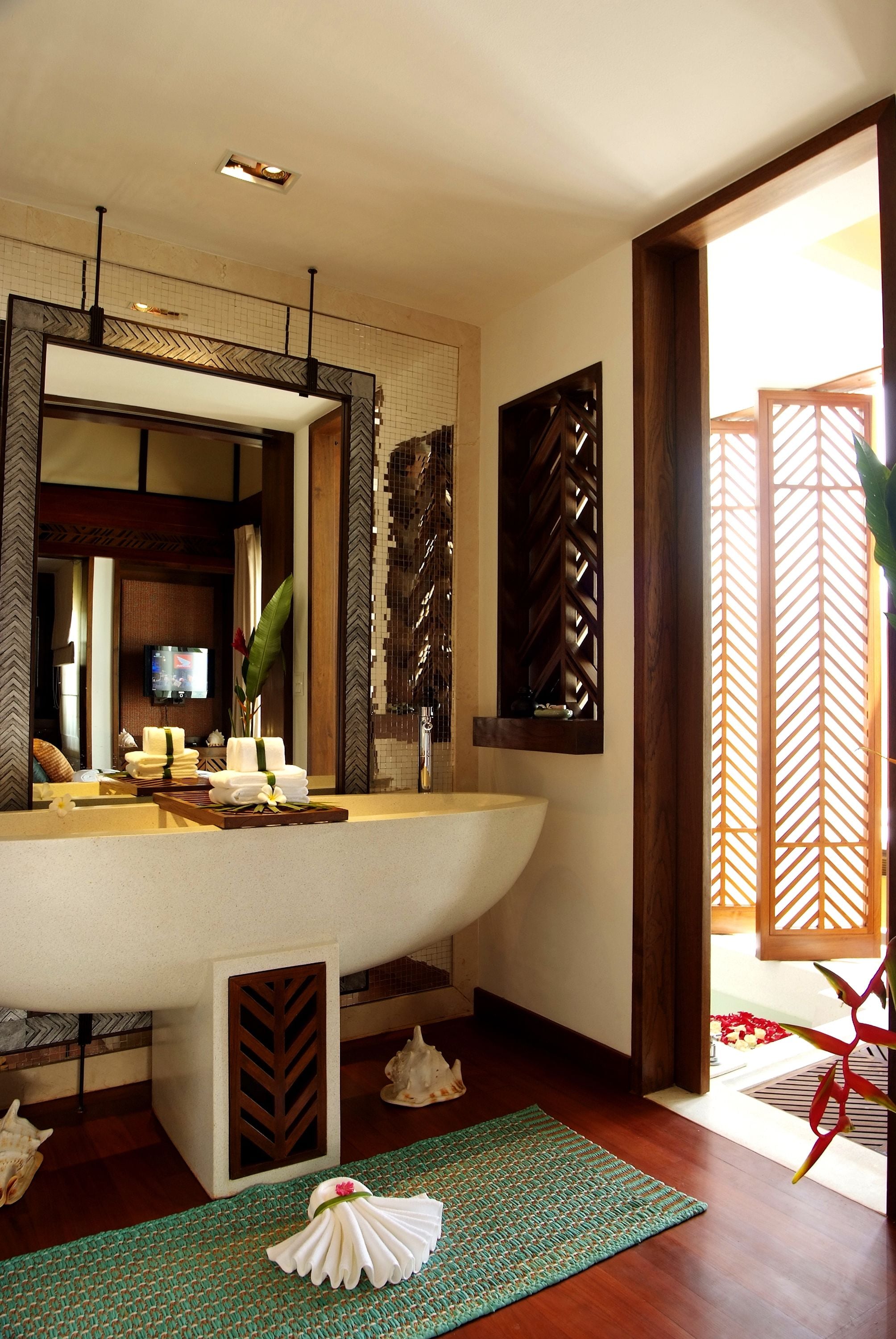 mai pool villa | bathroom | separate bathtub and shower, rainfall showerhead, free toiletries