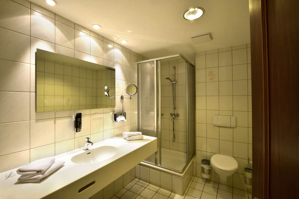 single room | bathroom amenities | free toiletries, hair dryer, bathrobes, towels