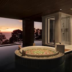 Spa Pool Suite (open style washroom and bathroom) | Bathroom | Separate bathtub and shower, deep-soaking bathtub, rainfall showerhead