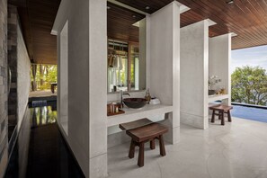 Spa Pool Suite (open style washroom and bathroom) | Egyptian cotton sheets, premium bedding, down comforters, pillowtop beds - Paresa Resort Phuket (Kamala)