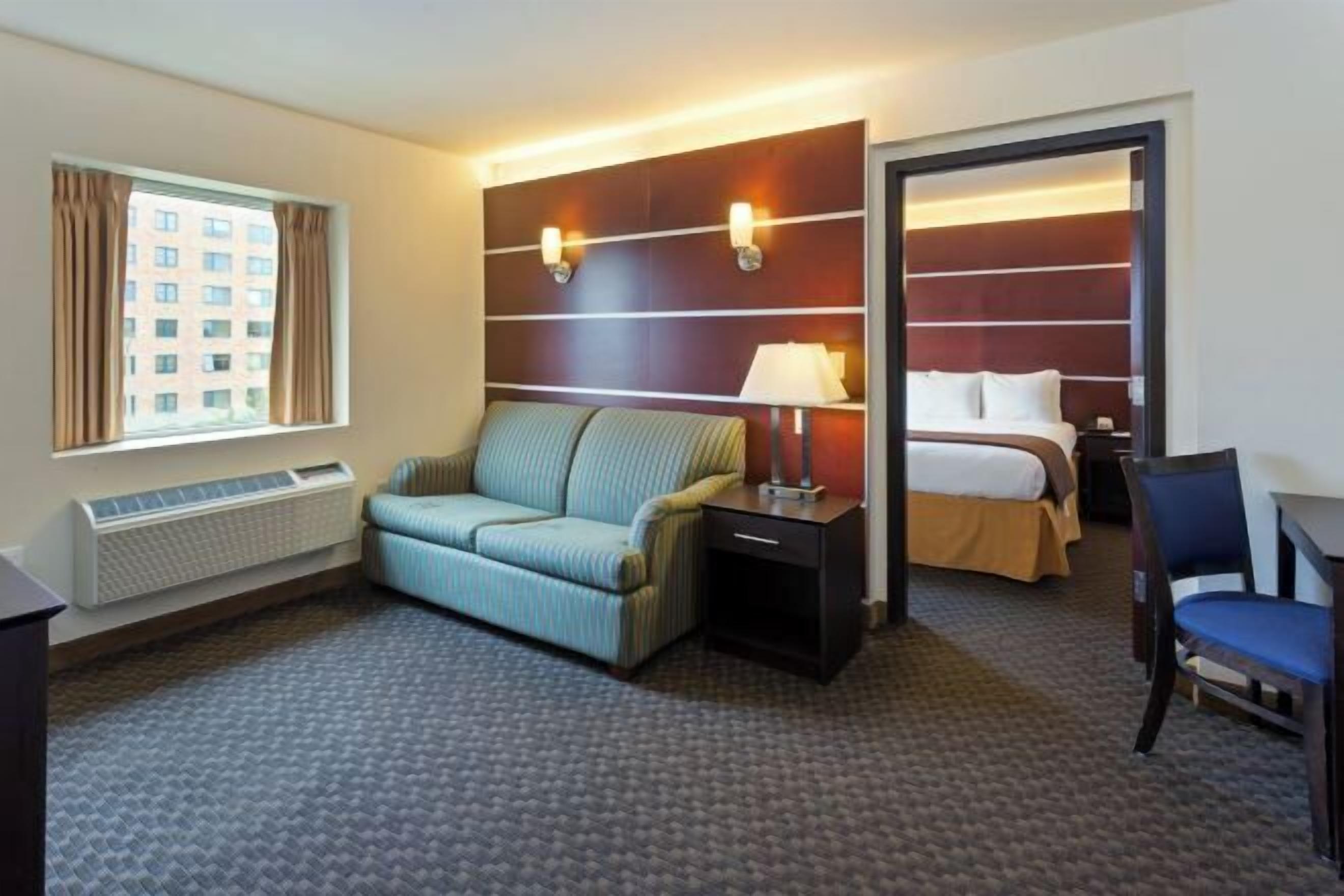 42-inch flat-screen TV with cable channels, TV