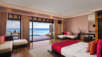 Villa, Jetted Tub (Sunset Water, Private Pool) | Free minibar, in-room safe, desk, iron/ironing board