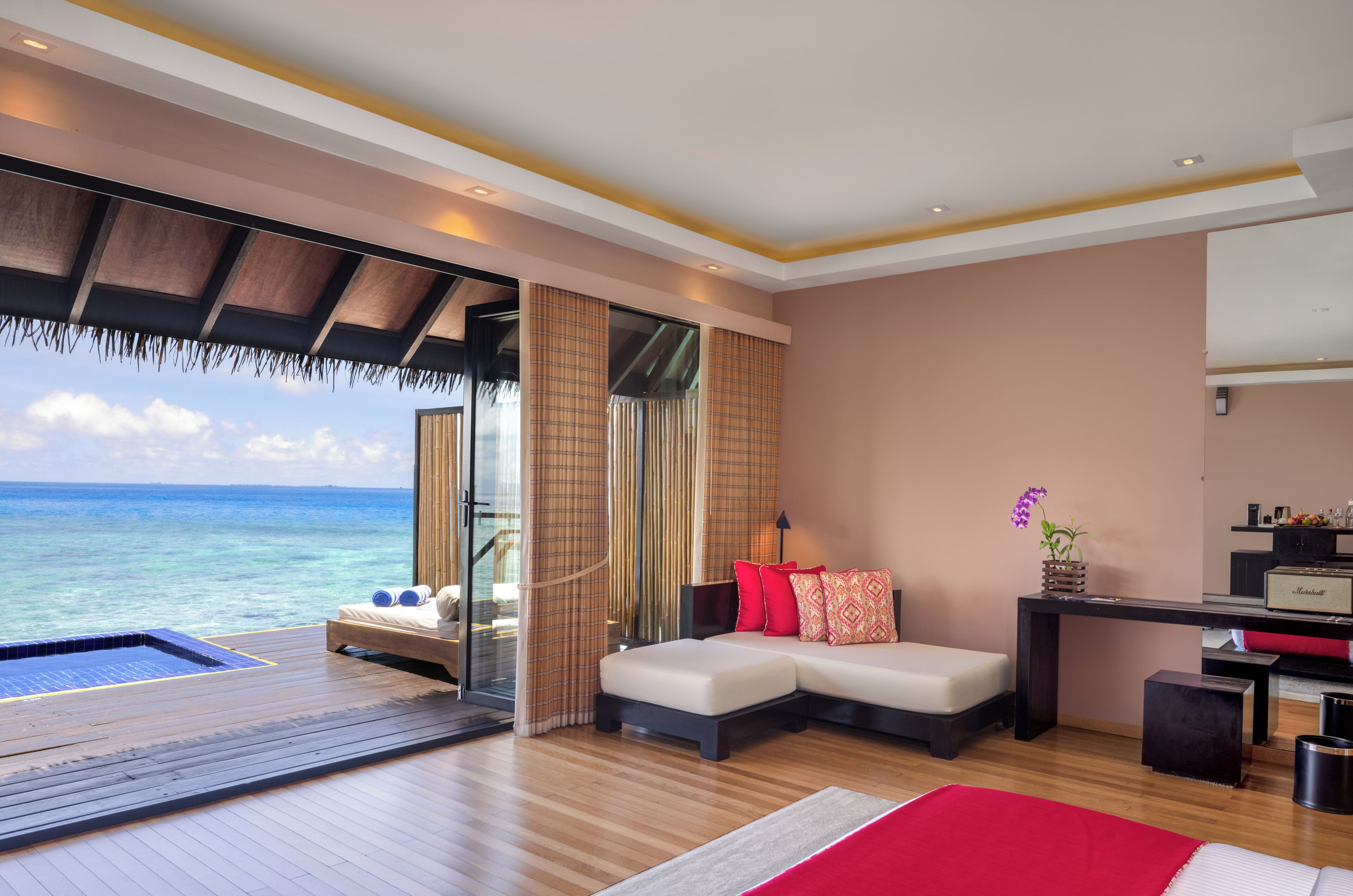 Villa, Jetted Tub (Sunset Water, Private Pool) | Free minibar, in-room safe, desk, iron/ironing board