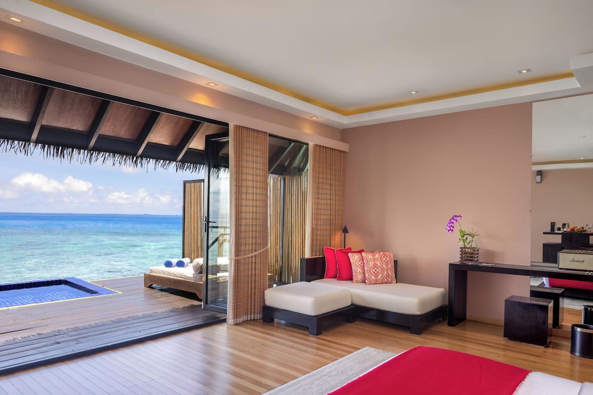 Villa, Jetted Tub (Sunset Water, Private Pool) | Free minibar, in-room safe, desk, iron/ironing board