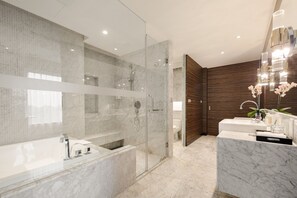 Suite, 1 King Bed (with Dining Area) | Bathroom | Shower, hair dryer, bathrobes, towels - Holiday Inn Shanghai Hongqiao West by IHG (Shanghai)