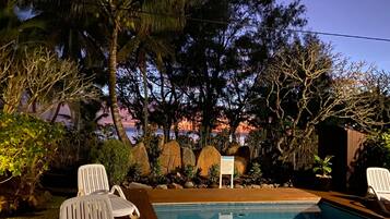 Outdoor pool, open 8:00 AM to 10:00 PM, pool umbrellas, sun loungers