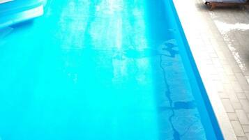 Outdoor pool, open 8 AM to 8 PM, sun loungers